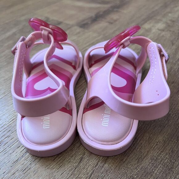 Mini Melissa Sandals Girls Size 9 Pink Heart Lollipop Jelly Toddler Shoes School - Picture 3 of 7
